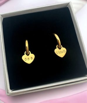 Custom Gold Heart Hoops