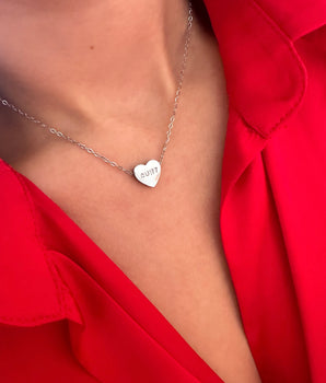 Double-Sided Silver Heart Necklace