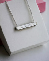 Boss Bitch Bar Engraved Necklace in Silver 