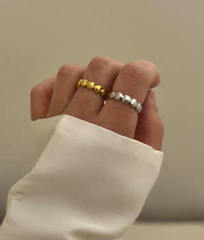 Row of Hearts Ring - Silver