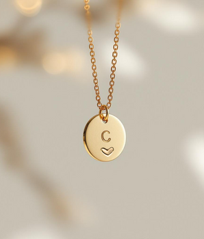 Mini Disc Initial Necklace