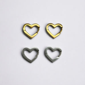 Gold and Silver Mini Heart Hoops