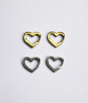 Gold and Silver Mini Heart Hoops