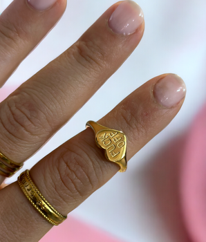 Fuck Off Heart Signet Ring