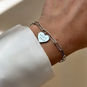 Heart Charm Paperclip Bracelet