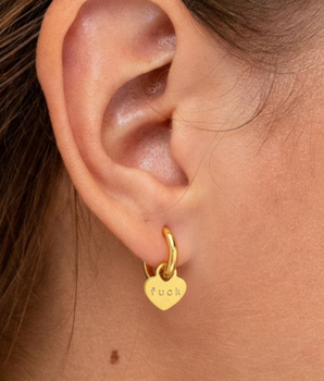 Custom Gold Heart Hoops