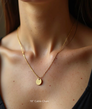 Engraved Mini Disc Necklace
