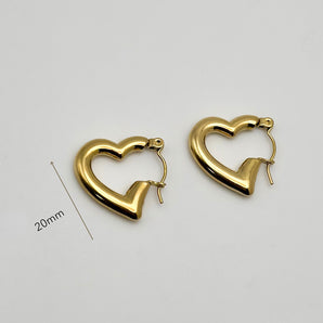 Chunky Gold Heart Hoops