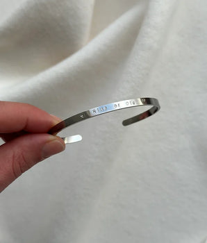 Personalised Bangle Bracelet.Engraved Words, name and dates. Custom Engraving. Waterproof jewellery in Ireland 
