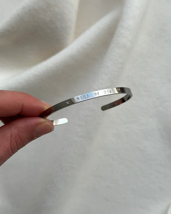 Personalised Bangle Bracelet.Engraved Words, name and dates. Custom Engraving. Waterproof jewellery in Ireland 