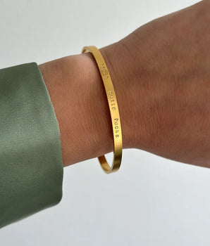Personalised Bangle Bracelet.Engraved Words, name and dates. Custom Engraving. Waterproof jewellery in Ireland 