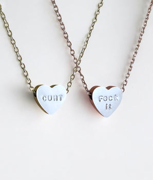 Double-Sided Silver Heart Necklace