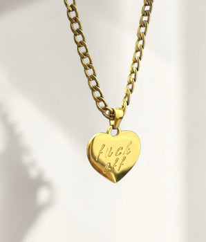 Fuck Off - Large Heart Necklace