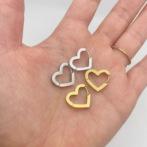 Gold and Silver Mini Heart Hoops