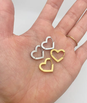 Gold and Silver Mini Heart Hoops