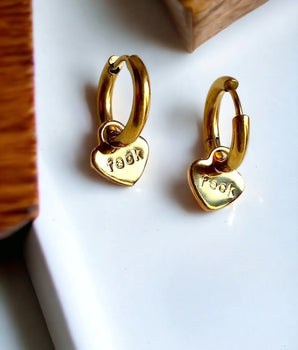 Custom Gold Heart Hoops