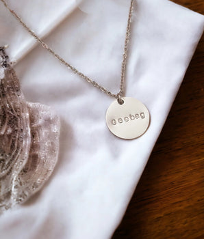 engraved Geebag Necklace. Personalised Necklace with words, custom engraved jewellery gold necklace ireland 