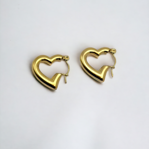 Chunky Gold Heart Hoops