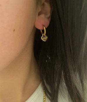 Custom Gold Heart Hoops